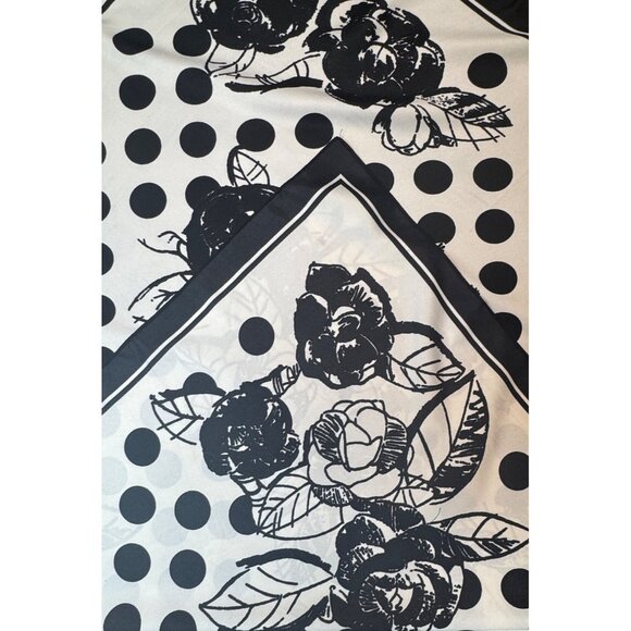 2/$30 NEW Groovy Retro Flower Power Black White Geometric Printed Silky Scarf - Picture 5 of 10